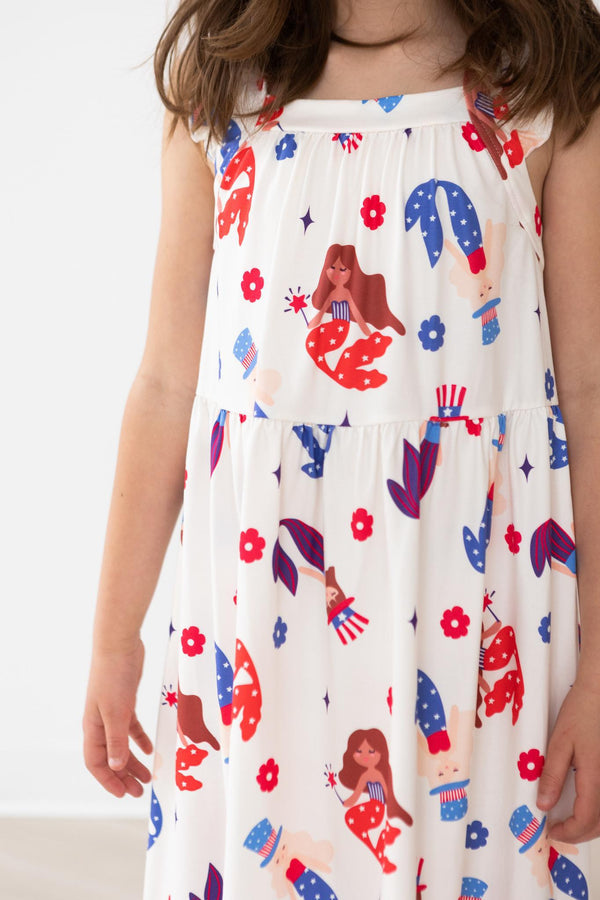 mer-made-in-the-usa-ruffle-cross-back-dress Mila &  Rose - Sophia's Style-Mer-Made in the USA Ruffle Cross Back Dress-2T--1